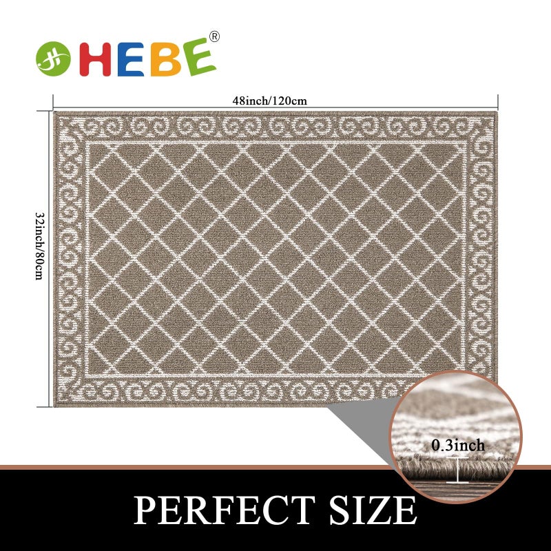 HEBE Indoor Door Mat 32"x48" Non Slip Front Door Welcome Mats Washable Shoe Mats Dirt Trapper for Entryway Low Profile Kitchen Carpet for Entrance Hallways Entrance Mat for Dogs - Image 2