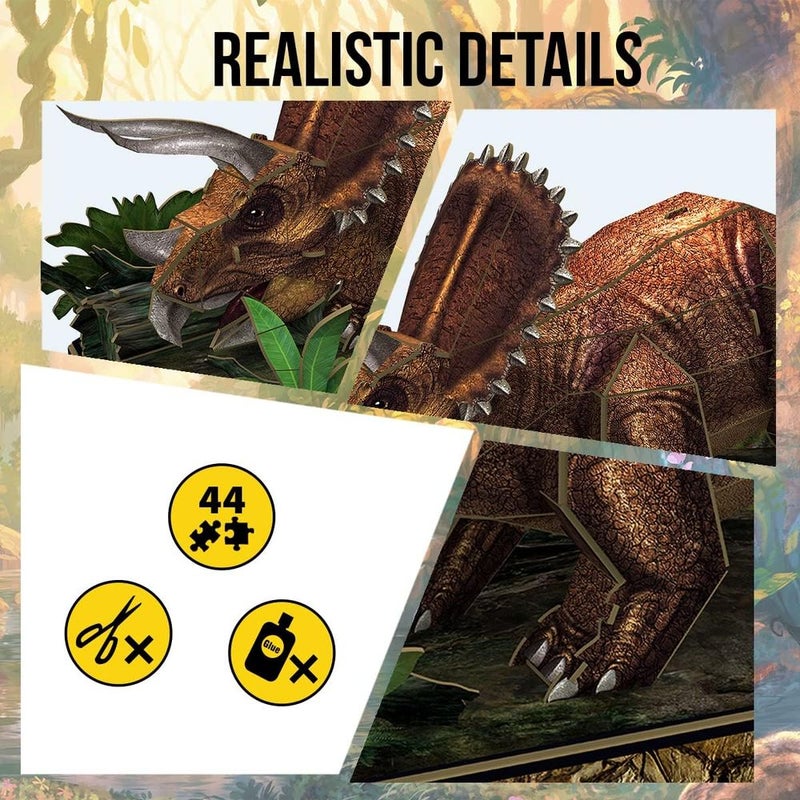 كيوبيك فن بازيل ناشيونال جيوغرافيك ثلاثية الابعاد للديناصور ترايسيراتوبس 44 قطعة - DS1052h - Image 4
