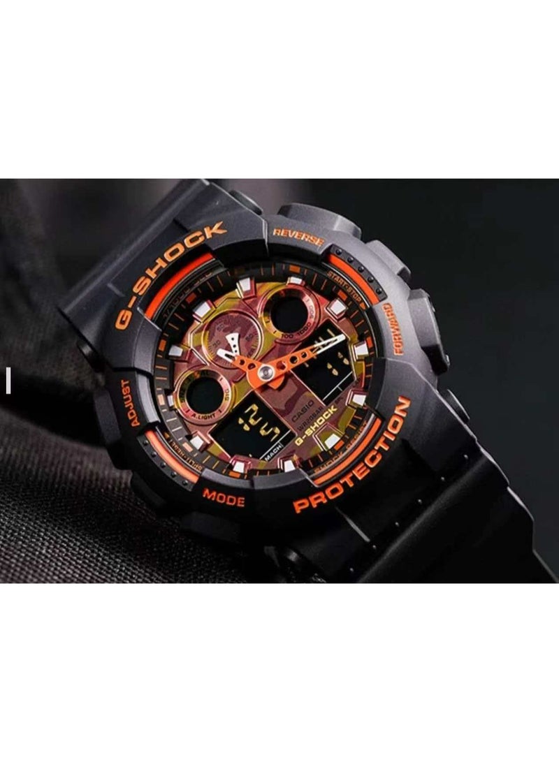 Shock Casio G-SHOCK Camouflage Dial Orange Black Contrast Sports Watch Shockproof and Waterproof Dual Display Watch - Image 2