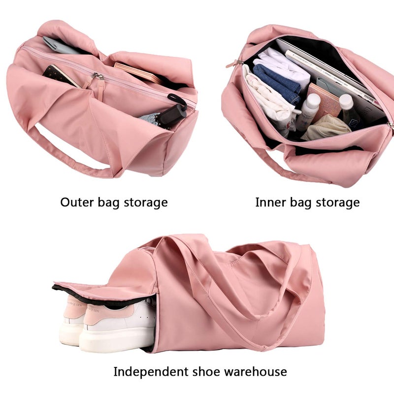 forestfish Yoga Gym Bag For Women With Shoes Compartment & Wet Dry Storage Pockets Lightweight Duffel Bag, Grey - Image 5
