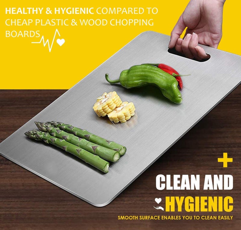 HENIRAG Stainless Steel 304 FoodGrade Chopping Cutting Slicing mincing Serving Cut Board for Fruits Vegetables Meat Cheese Pizza breads Knead Dough for Chefs Kitchen Home - Image 5