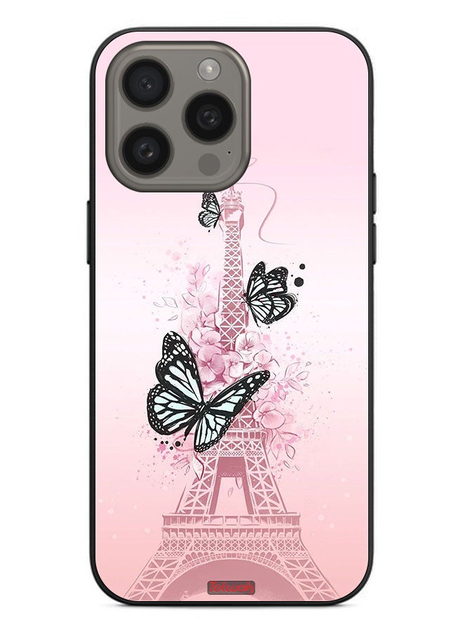 Tolwak Apple iPhone 15 Pro Protective Case Cover Butterflies On Eiffel Tower - Image 2