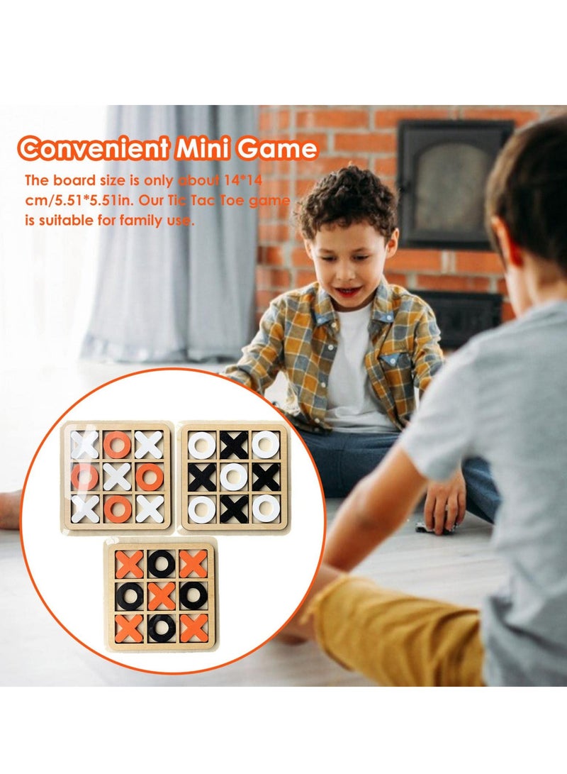 KASTWAVE Tic-Tac-Toe Game Toy, Classic Wooden Checkerboard Educational Family Game Toys Set, Portable Casual Tabletop Game for Adults and Kids 3 Pcs - Image 4