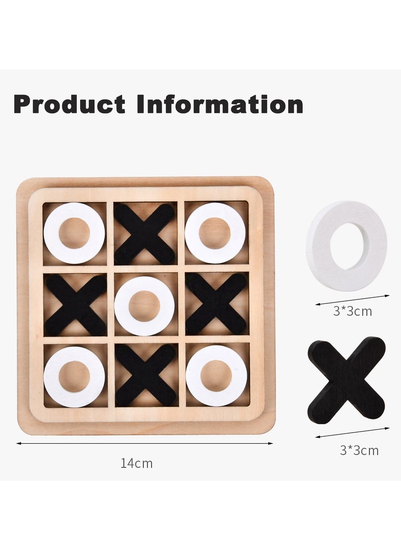 KASTWAVE Tic-Tac-Toe Game Toy, Classic Wooden Checkerboard Educational Family Game Toys Set, Portable Casual Tabletop Game for Adults and Kids 3 Pcs - Image 5