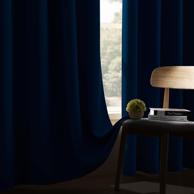 CUCRAF Royal Blue Blackout Curtains 54 inch Length 2 Panels Set  Rod Pocket Room Darkening Drapes for Bedroom Living Room  Insulated Thermal Light Blocking Window Curtain (W52 x L54 Inch) - Image 4