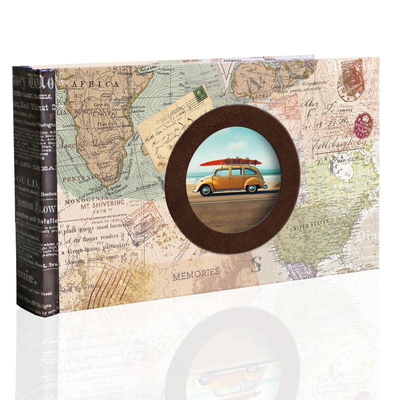 Holoary Photo Album 4x6 Picture Album Holds 50 Horizontal Photos Memo Writing Area for Each Pocket Printing Cover Small Photo Book with Front Window Small Photo Album for Travel Vacation Adventure