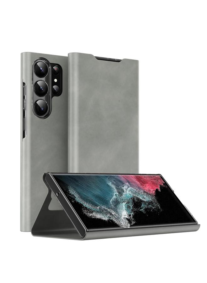 S-TOP Case For Samsung Galaxy S22 Ultra 5G Magnetic Napa Texture Leather Phone Case with Holder - Image 1