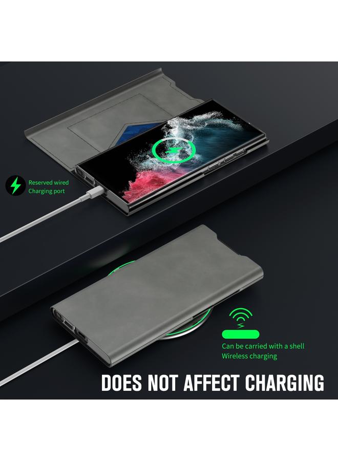 S-TOP Case For Samsung Galaxy S22 Ultra 5G Magnetic Napa Texture Leather Phone Case with Holder - Image 2