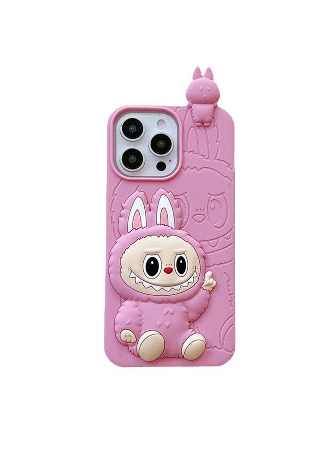 عام الكرتون الكذب ثلاثي الأبعاد لابوبو هو مناسبة ل iPhone16ProMax / 16Pro مكافحة سقوط الغطاء الواقي الهاتف المحمول - Image 1