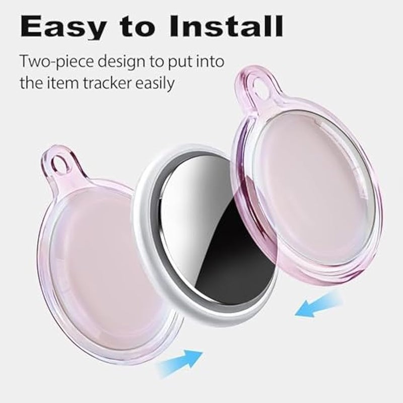 IPX8 Waterproof for Airtag Holder, for Apple for Airtags with Keychain, for Air Tag Case for Luggage, Dog Collar, Anti-Scratch Full Protective for Air Tags Holder, Pink Colorful （2 Pack） - Image 5