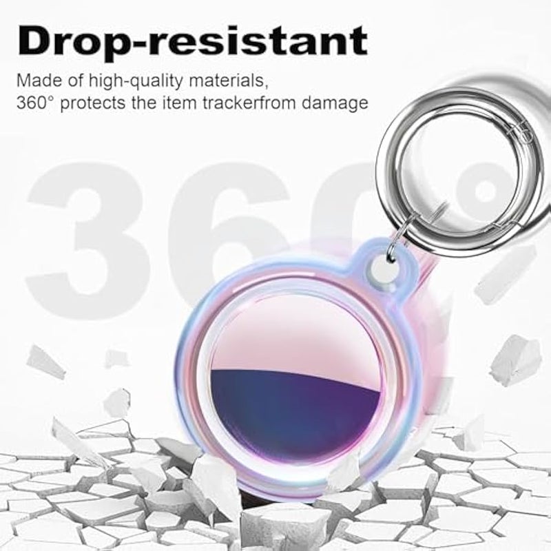 IPX8 Waterproof for Airtag Holder, for Apple for Airtags with Keychain, for Air Tag Case for Luggage, Dog Collar, Anti-Scratch Full Protective for Air Tags Holder, Pink Colorful （2 Pack） - Image 3