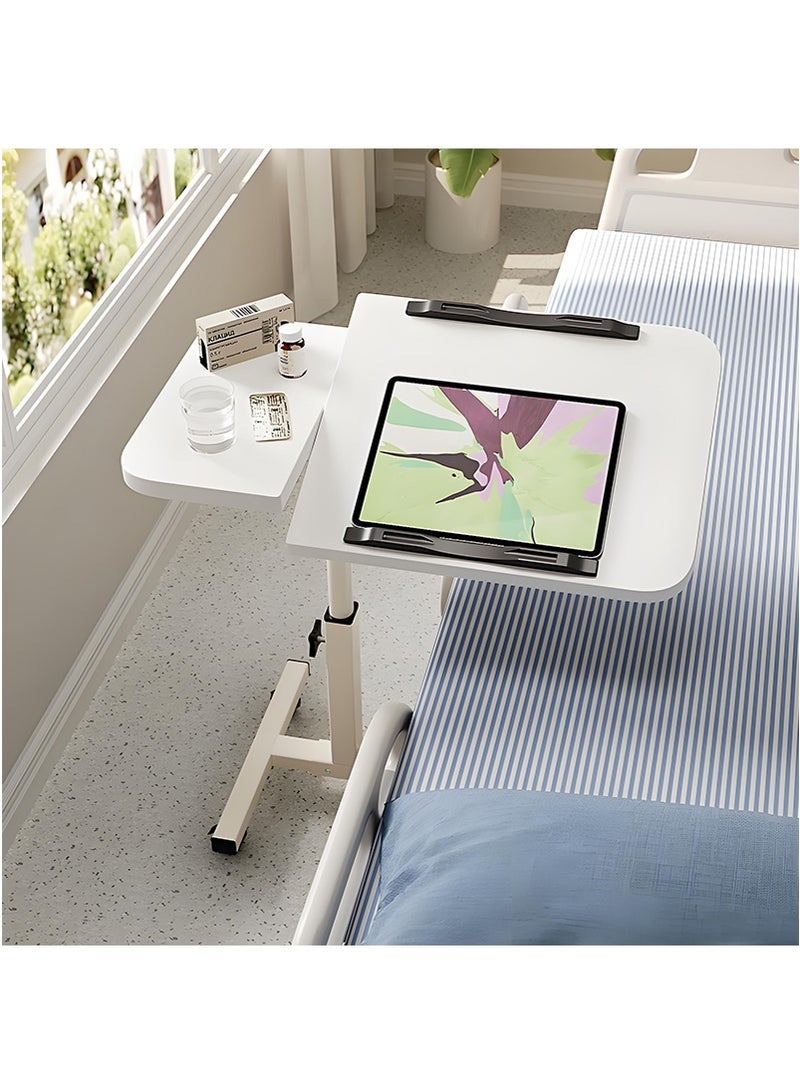 TAPIT ﻿ Dual Desktop Multifunctional Mobile Laptop Desk, Height Adjustable Rolling Mobile Office Table, Sofa Bedside Lazy Desk, Silent Wheel Lift Small Desk, Small Space Folding Laptop Table (White) - Image 1