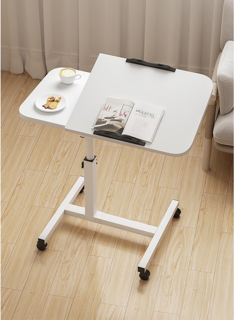 TAPIT ﻿ Dual Desktop Multifunctional Mobile Laptop Desk, Height Adjustable Rolling Mobile Office Table, Sofa Bedside Lazy Desk, Silent Wheel Lift Small Desk, Small Space Folding Laptop Table (White) - Image 2