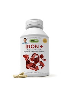 Andrew Lessman Iron Plus 180 Capsules - 18mg Iron, 100% Pure Amino Acid Chelated Iron (Glycinate, Aspartate), Plus Vitamin C for Increased Absorption, Small, Easy to Swallow Capsules, No Additives  - Image 1