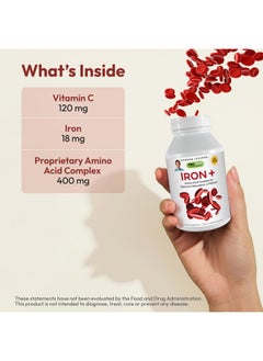 Andrew Lessman Iron Plus 180 Capsules - 18mg Iron, 100% Pure Amino Acid Chelated Iron (Glycinate, Aspartate), Plus Vitamin C for Increased Absorption, Small, Easy to Swallow Capsules, No Additives  - Image 3