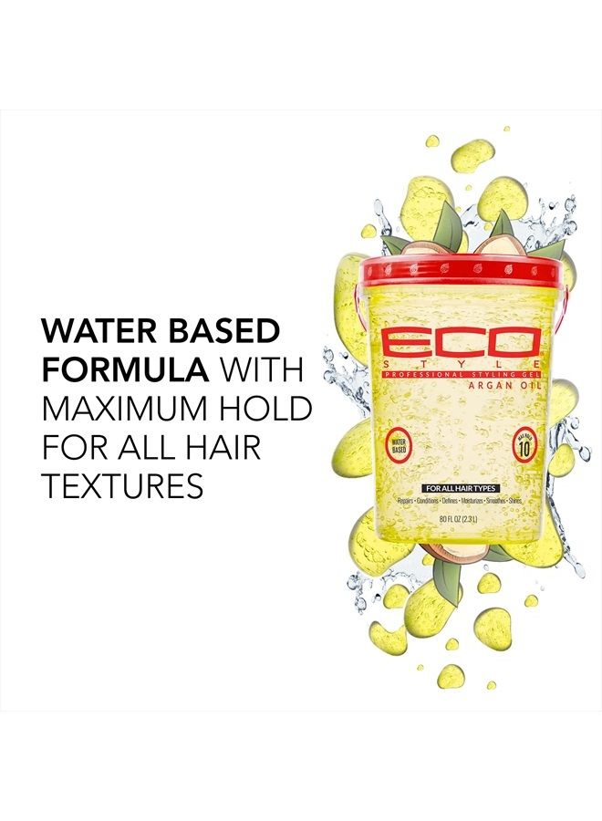 Eco Style Moroccan Argan Oil Styling Gel - Promotes Healthy Hair - Nourishes And Repairs Hair - Delivers Long Lasting Shine - Provides Maximum Hold and Helps Tame Frizz - Ideal For All Hair - 80 oz - Image 2