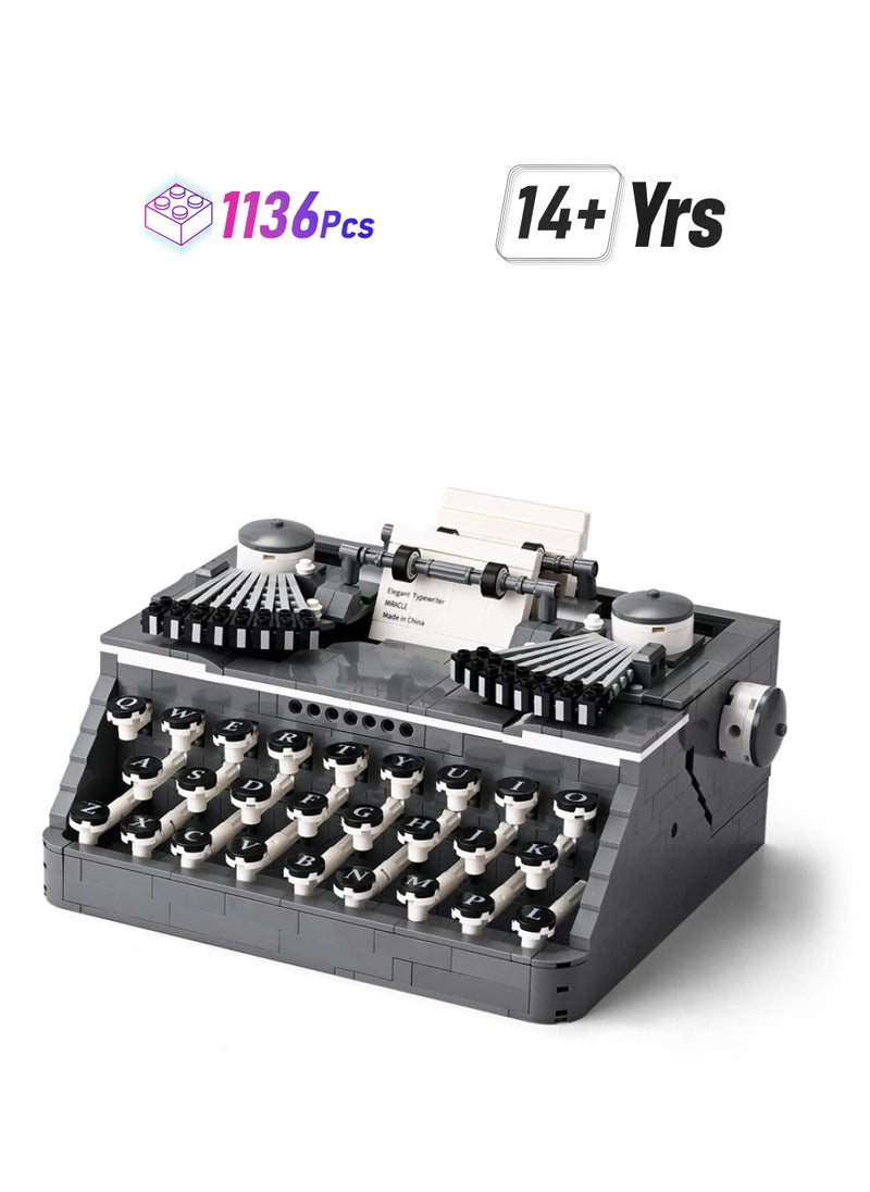 SYOSI Retro Typewriter, Vintage Typewriter Building Set Composed of Mini Bricks, Collectible Display Model Toy as A Wonderful Gift Idea for Adults (1136 Pieces)  - Image 1