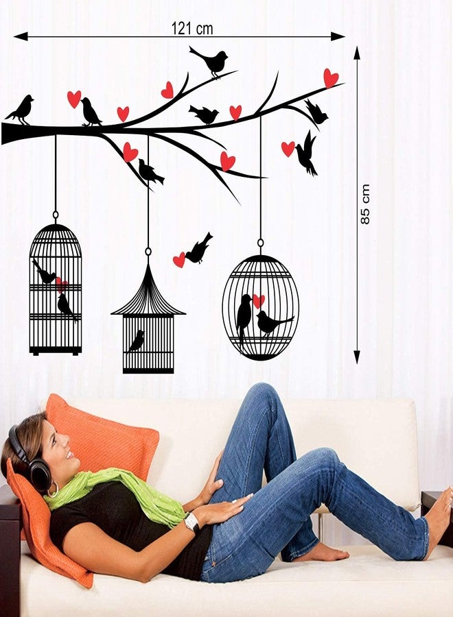 Walltech Set of 2 Wall Sticker Love Birds with Hearts and Sunrise with Flying Birds Wall Sticker - Image 4