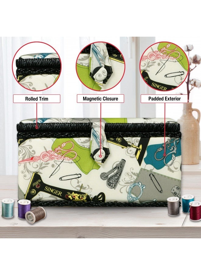 SINGER Singer 07281 Vintage Sewing Basket With Sewing Kit Accessories  - Image 2