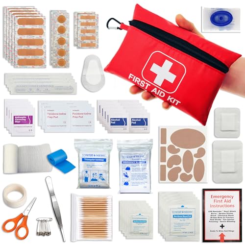 VirKech Small Emergency First Aid Kit Including 166 Pieces of Supplies to Clean, Treat, and Protect Minor Injuries for Outdoors, Camping, Auto, Home, and Workplace - Image 1