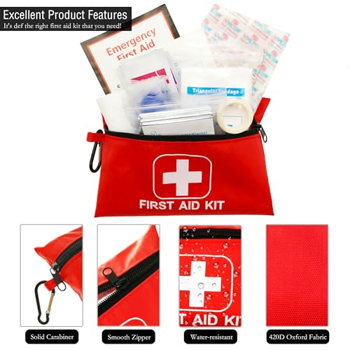 VirKech Small Emergency First Aid Kit Including 166 Pieces of Supplies to Clean, Treat, and Protect Minor Injuries for Outdoors, Camping, Auto, Home, and Workplace - Image 2