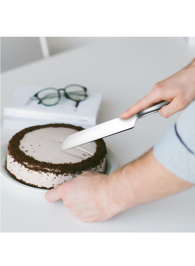 طقم تقديم الكيك، طقم سكين الكيك والتقديم من الفولاذ المقاوم للصدأ مثالي لأعياد الميلاد وحفلات الزفاف والحفلات والمناسبات (فضي) - Image 4