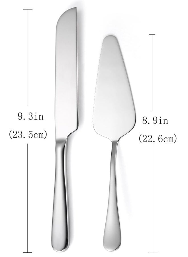 طقم تقديم الكيك، طقم سكين الكيك والتقديم من الفولاذ المقاوم للصدأ مثالي لأعياد الميلاد وحفلات الزفاف والحفلات والمناسبات (فضي) - Image 2