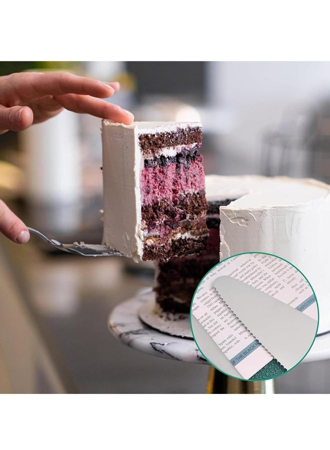 طقم تقديم الكيك، طقم سكين الكيك والتقديم من الفولاذ المقاوم للصدأ مثالي لأعياد الميلاد وحفلات الزفاف والحفلات والمناسبات (فضي) - Image 3