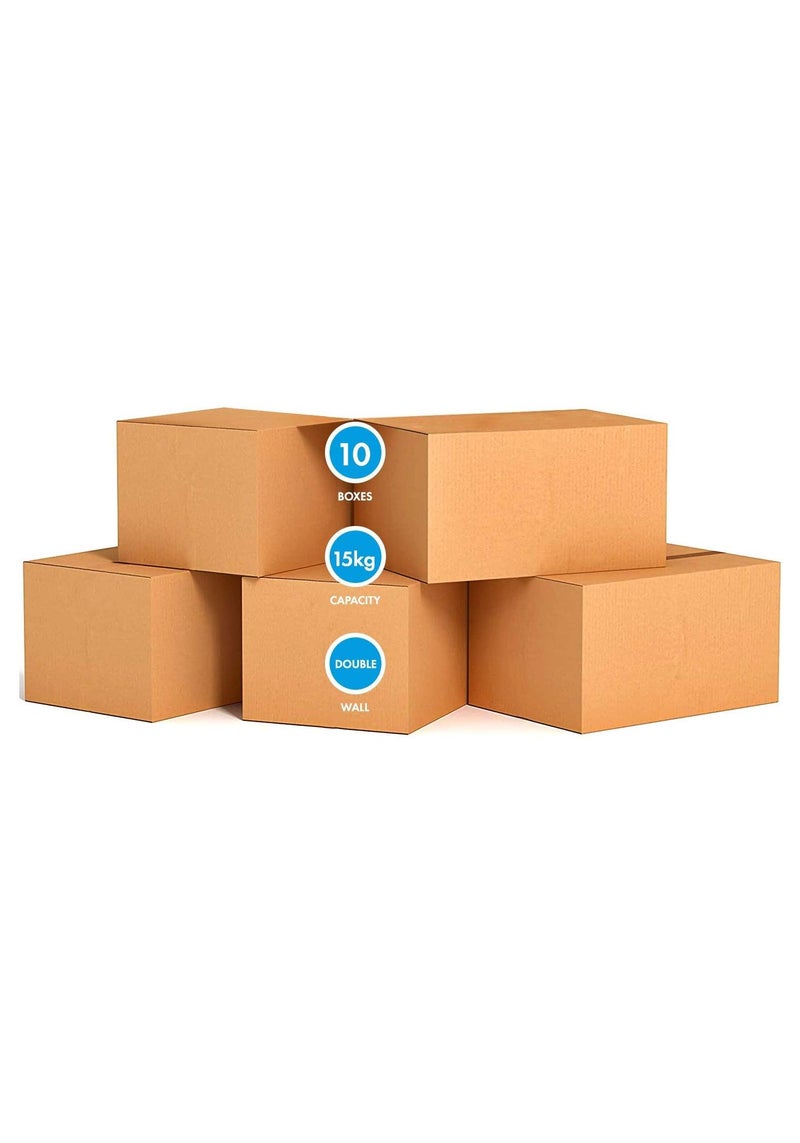 MARKQ [5 Pack] Small Double Wall 100% Recyclable Corrugated Cardboard Moving Boxes with 15 KG capacity, 41 x 33 x 33 cm Brown Carton for Packaging, Shipping and Storage, 5 ply - Image 1