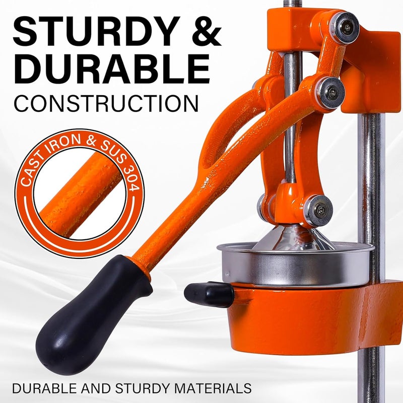 ASIALEO Manual Citrus Juicer|Commercial Hand Press| Heavy Duty Countertop Squeezer for Fresh Orange Lemon Juice|Easy to Use & Clean (orange) - Image 3