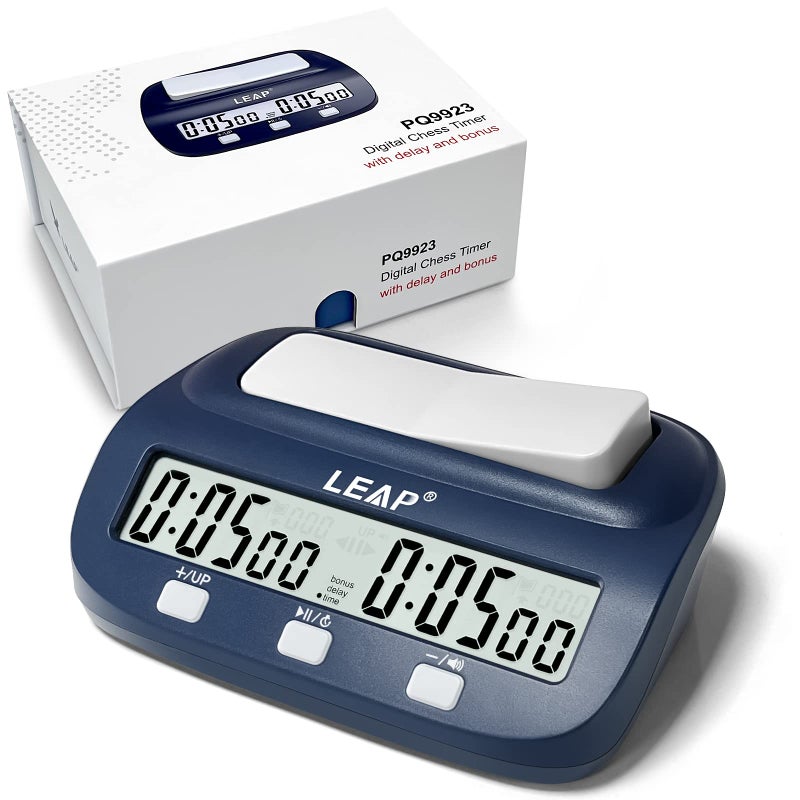 LEAP Digital Chess Timer  Professional with Time Bonus and Delay Features Great for Chess IGo Navy - Image 2