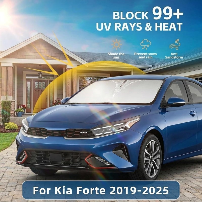 AuyNeas Windshield Sun Shade for Kia Forte 2019-2024 2025 Sunshade Front Window Shade Custom Fit Forte Accessories Sun Visor Foldable Shade Blocks UV Rays Accessories - Image 2