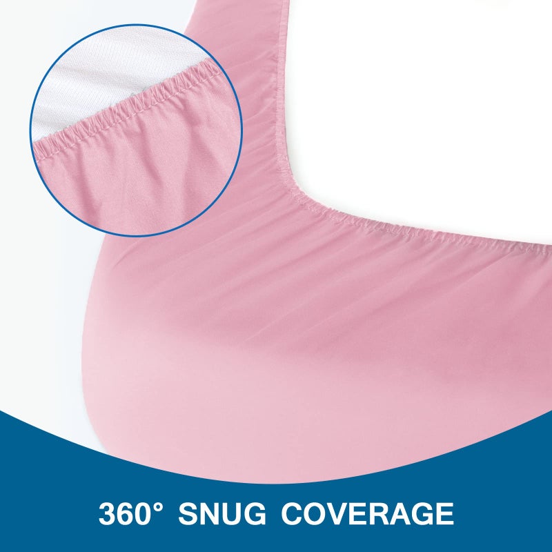 Coldwind صفائح COT 31 "" × 75 "" 2 ورقة مرتبة الحزمة الحزمة مزودة بغطاء مزدوج/كامب سرير/RVS سرير/ضيف غطاء ميكروفيات ناعم وتنفس لطفلي اللون الوردي - Image 5