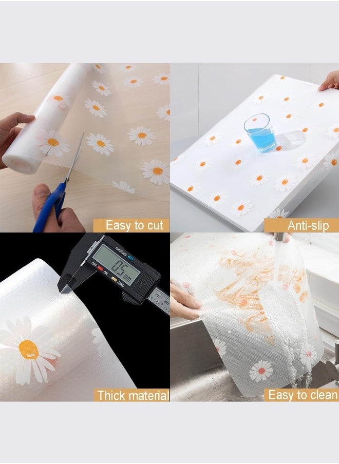 piece of daisy-patterned drawer liner paper for wardrobes and kitchen cabinets, waterproof, oil-proof, dust-proof, self-adhesive, thickened, moisture-proof mat