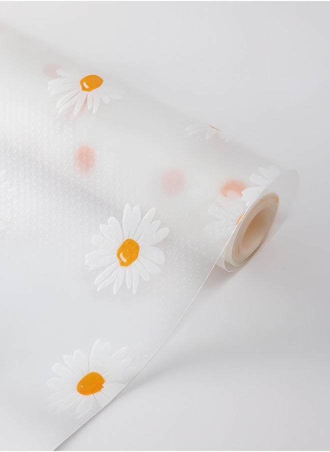 piece of daisy-patterned drawer liner paper for wardrobes and kitchen cabinets, waterproof, oil-proof, dust-proof, self-adhesive, thickened, moisture-proof mat