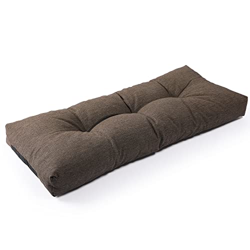 SUNROX LokGrip Non Slip Tufted Memory Foam Bench Cushion, FadeShield Water Resistant Durable Thicken Outdoor/Indoor Bench Seat Pads 48x16x4 inch, Heather Chestnut - Image 1