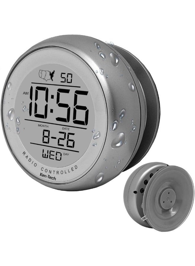 Ken-Tech KENTECH T4660 Water Resistant Suction Cup Atomic Clock Silver - Image 3