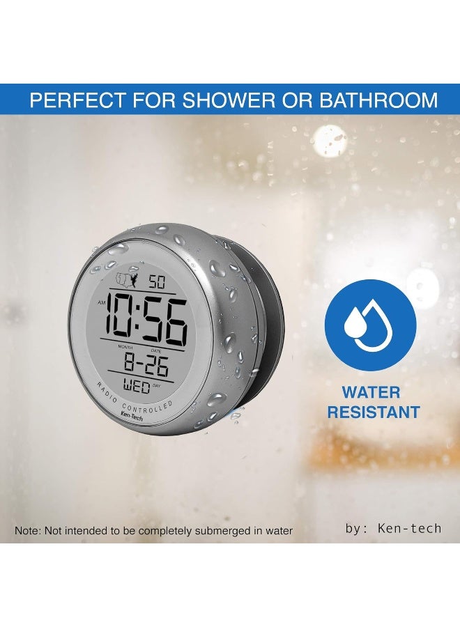 Ken-Tech KENTECH T4660 Water Resistant Suction Cup Atomic Clock Silver - Image 4