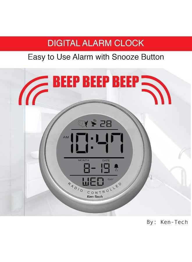 Ken-Tech KENTECH T4660 Water Resistant Suction Cup Atomic Clock Silver - Image 2