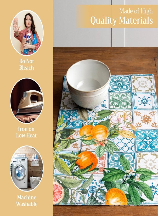 Maison d' Hermine Placemats Set of 4 100% Cotton Washable Cloth Place Mats, Reusable Table Mats for Kitchen Dining Decoration, Party, Wedding, Restaurant Spring/Summer (Agrume, 13" x 19") - Image 3