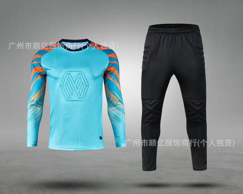 Generic Long-sleeved goalkeepers uniform suit childrens goalkeepers uniform adultss uniform student goalkeepers sportswear 8008 front lake blue 