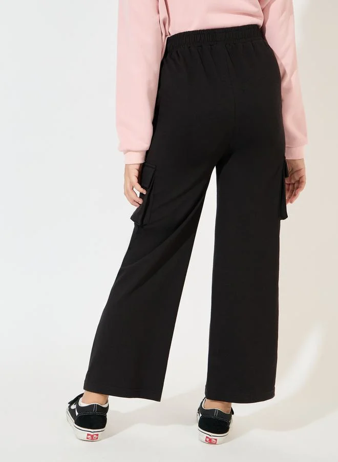 Styli Straight Leg Cargo Pants with Elasticated Waist