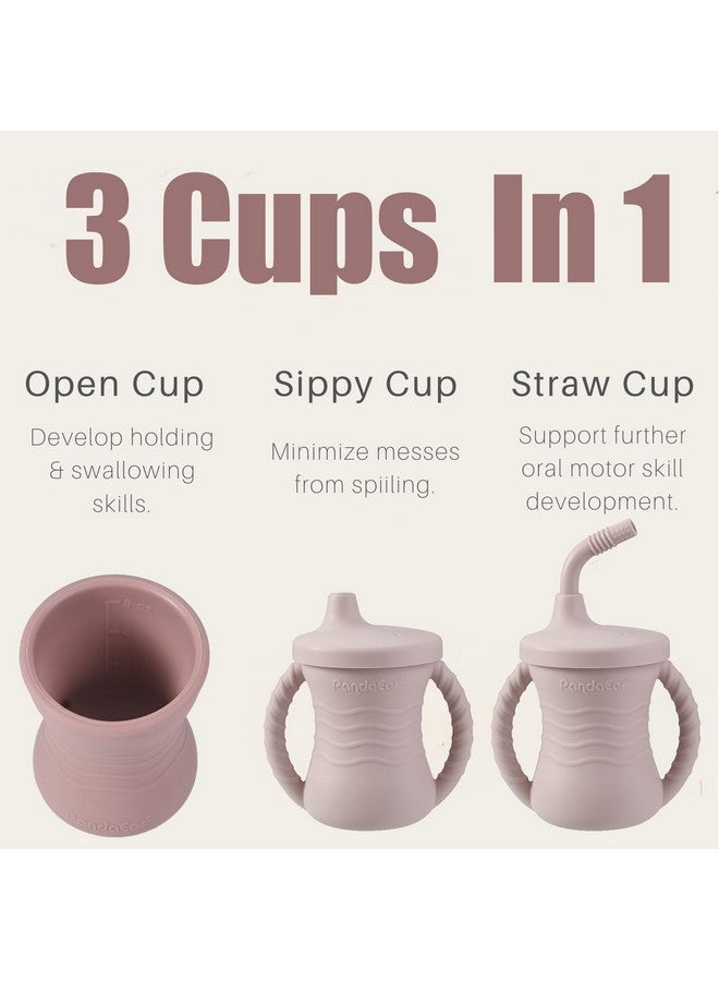 PandaEar 2 Pack Silicone Baby Training Cup, Shatterproof Toddler Sippy Cups with Straw Drinking Sippy Cups for Baby and Toddler 6 Months+ 5 Oz (Dark Pink/Light Pink) - Image 2
