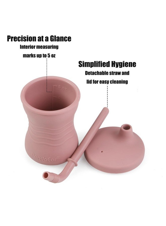 PandaEar 2 Pack Silicone Baby Training Cup, Shatterproof Toddler Sippy Cups with Straw Drinking Sippy Cups for Baby and Toddler 6 Months+ 5 Oz (Dark Pink/Light Pink) - Image 4