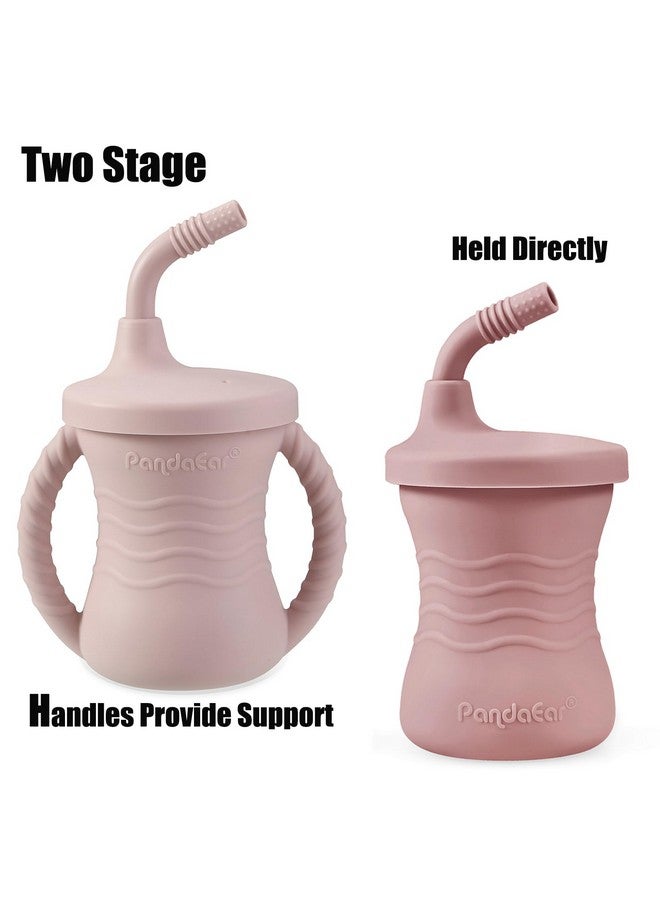 PandaEar 2 Pack Silicone Baby Training Cup, Shatterproof Toddler Sippy Cups with Straw Drinking Sippy Cups for Baby and Toddler 6 Months+ 5 Oz (Dark Pink/Light Pink) - Image 3
