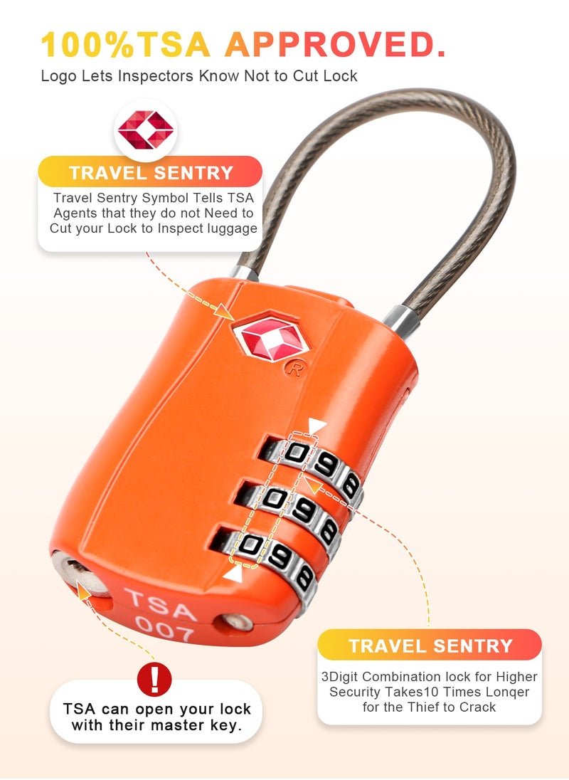 URbazaar TSA Accepted Luggage Combination Locks, 2 Pack Combination Padlock Codes with Alloy Body for Travel Bag, Suit Case, Lockers, Gym, Bike Locks(Orange)  - Image 2