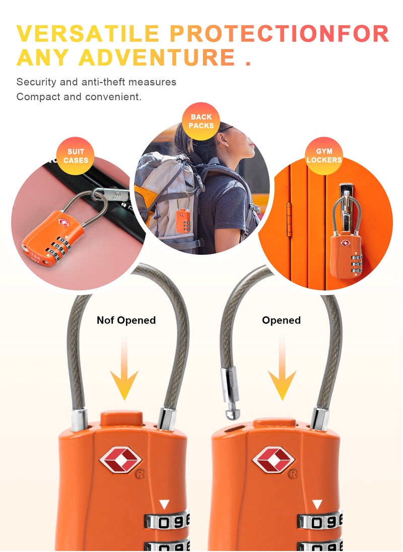URbazaar TSA Accepted Luggage Combination Locks, 2 Pack Combination Padlock Codes with Alloy Body for Travel Bag, Suit Case, Lockers, Gym, Bike Locks(Orange)  - Image 5