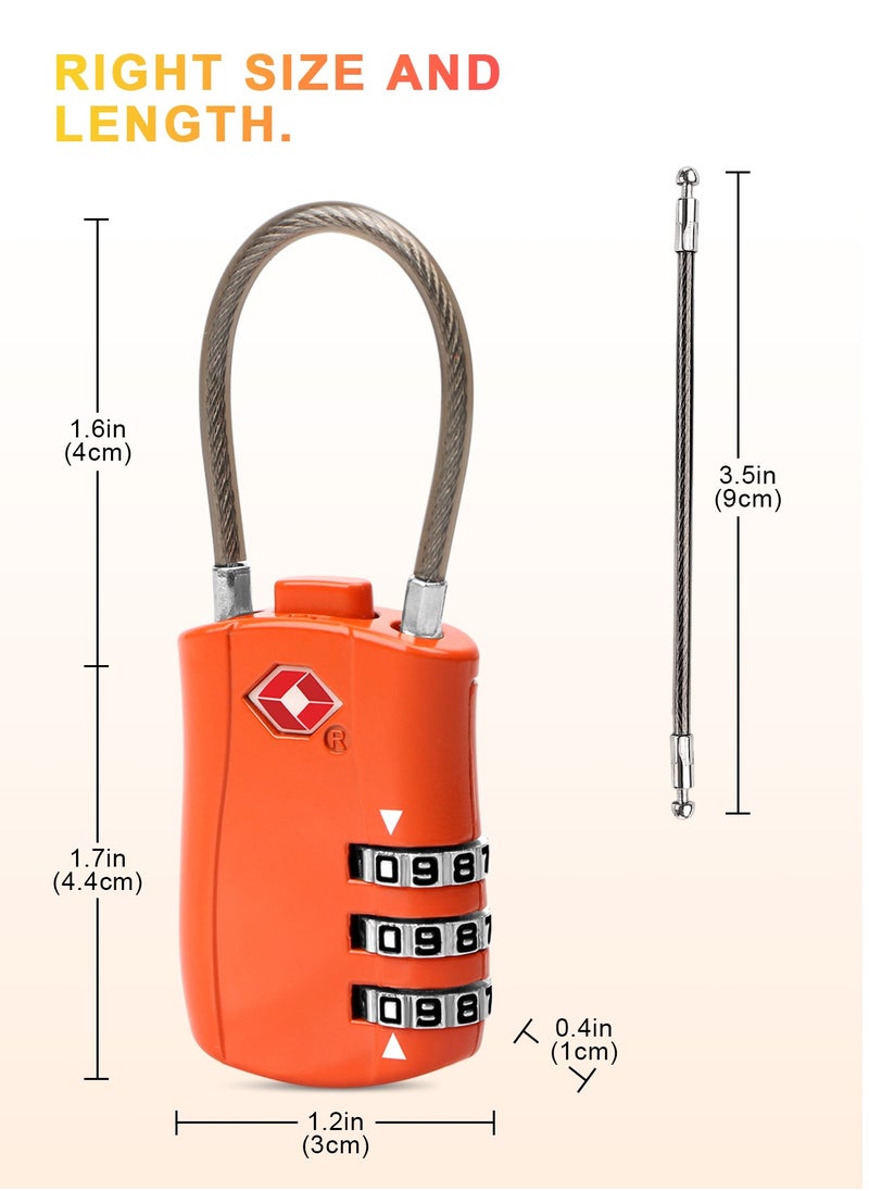 URbazaar TSA Accepted Luggage Combination Locks, 2 Pack Combination Padlock Codes with Alloy Body for Travel Bag, Suit Case, Lockers, Gym, Bike Locks(Orange)  - Image 3