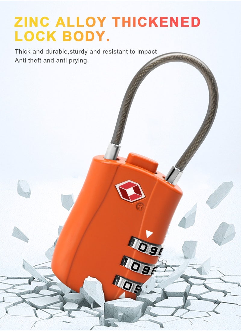 URbazaar TSA Accepted Luggage Combination Locks, 2 Pack Combination Padlock Codes with Alloy Body for Travel Bag, Suit Case, Lockers, Gym, Bike Locks(Orange)  - Image 4