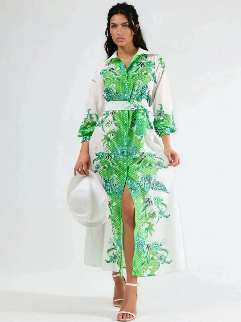 Jennyfer Floral Belted Midi Dress
